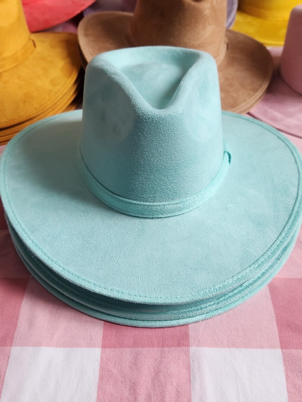 Womens Teal Wide-Brim Fedora Hat - Stylish Summer Accessory. Size M